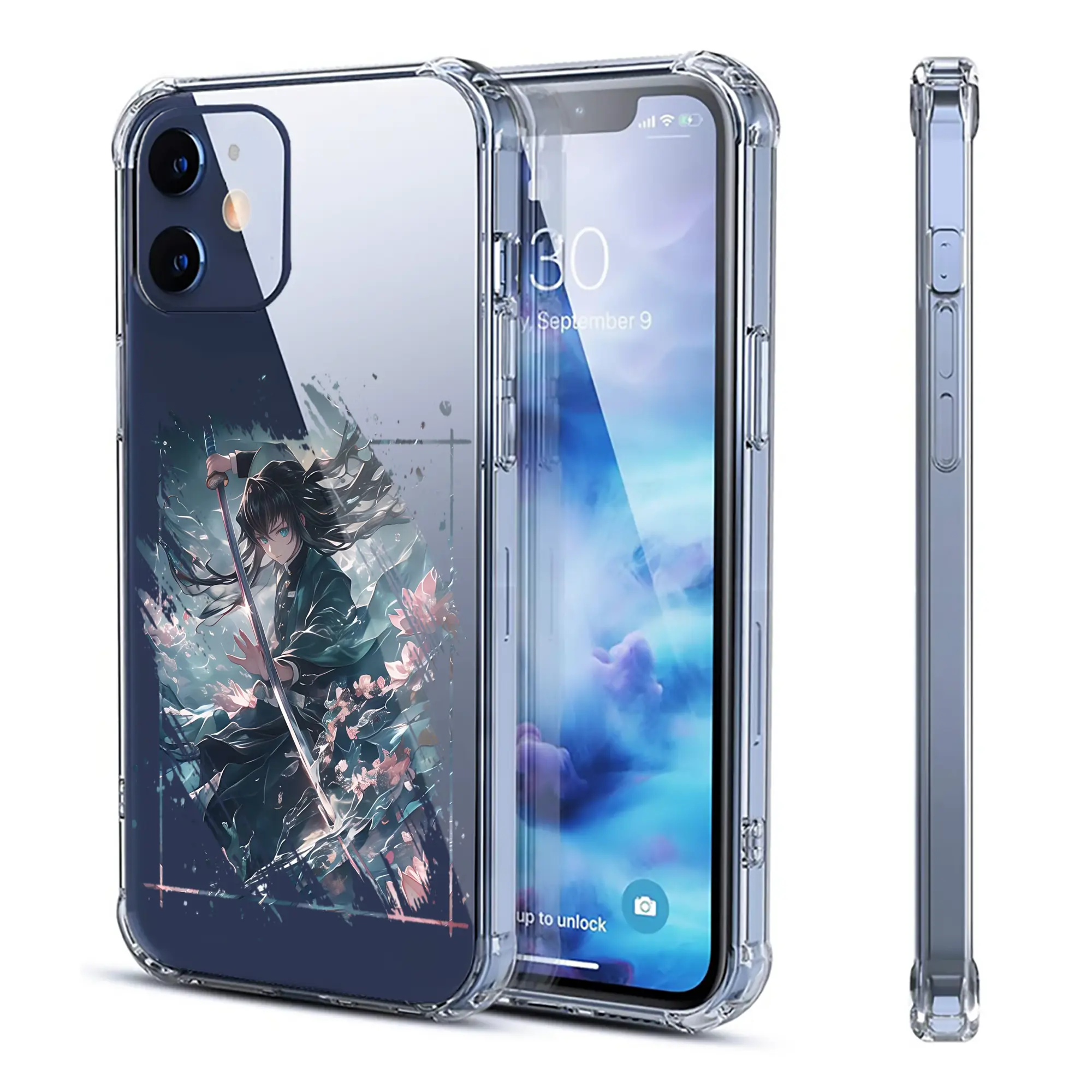 鬼滅の刃 グッズ,時透 無一郎 - IPhone 12シリーズ対応 ・ 透明スマホケース ・ クリアソフトケース ・ TPU素材 ・ 耐衝撃 ・ 高密着 ・ 防汚 防指紋 ・ 簡単着脱